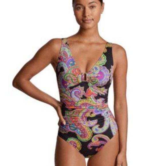 NWT! Ralph Lauren Multi Color Paisley One Piece Swimsuit NEW! - Picture 1 of 3